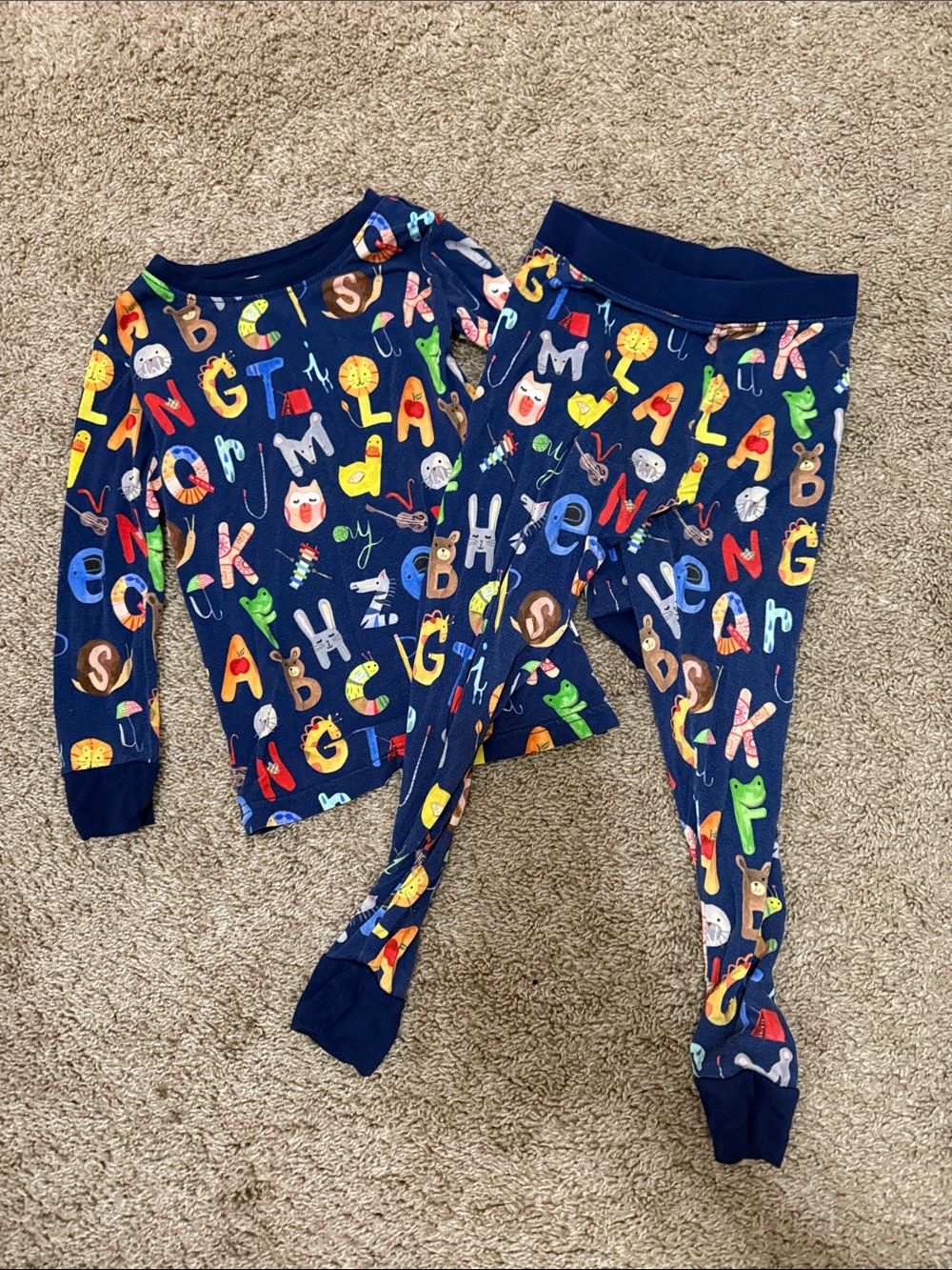 Little Sleepies Navy Alphabet & Animal Print Pajama Set